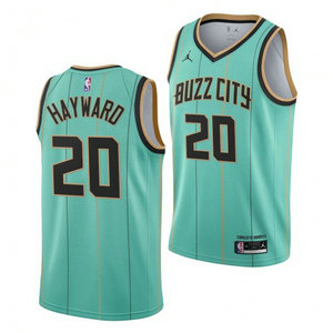 Jordan Charlotte Hornets #20 Gordon Hayward Green Authentic Stitched NBA Jersey