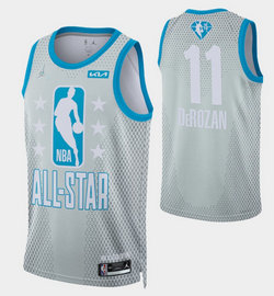 Jordan Chicago Bulls #11 DeMar DeRozan Gray 2022 All Star 75th anniversary Authentic Stitched NBA Jersey