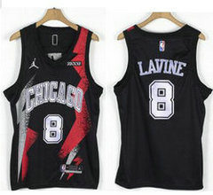 Jordan Chicago Bulls #8 Zach LaVine Black fashion Authentic NBA jersey
