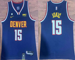 Nike Denver Nuggets #15 Nikola Jokic Blue (white Number)6 patch With Advertising Authentic Stitched NBA Jersey