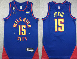 Jordan Denver Nuggets #15 Nikola Jokic White 6 Patch 2022-23 With Advertising Authentic Stitched NBA Jersey