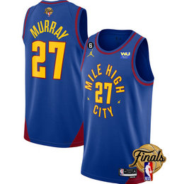 Jordan Denver Nuggets #27 Jamal Murray Blue final Patch 6 Patch With Advertising Jersey