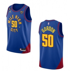 Jordan Denver Nuggets 50 Aaron Gordon 2023 Blue With Advertising Authentic Stitched NBA Jersey