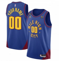 Jordan Denver Nuggets Customized Blue 6 Patch Authentic Stitched NBA Jersey