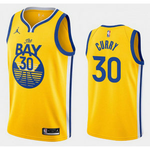 Jordan Golden State Warriors #30 Stephen Curry Gold 20-21 BAY Authentic Stitched NBA jersey