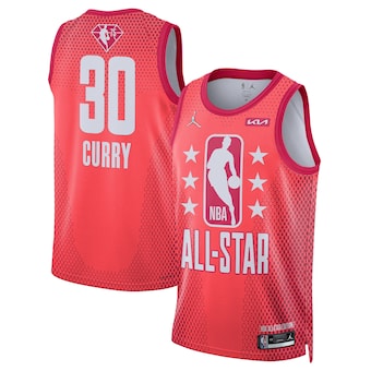 Jordan Golden State Warriors #30 Stephen Curry Red 2022 All Star 75th anniversary Authentic Stitched NBA Jersey