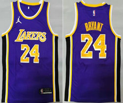 Jordan Los Angeles Lakers #24 Kobe Bryant Purple Authentic Stitched NBA Jersey