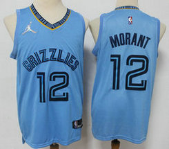 Jordan Memphis Grizzlies #12 Ja Morant Blue 75th anniversary Authentic Stitched NBA Jersey