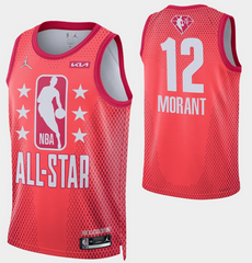 Jordan Memphis Grizzlies #12 Ja Morant Red 2022 All Star 75th anniversary Authentic Stitched NBA Jersey