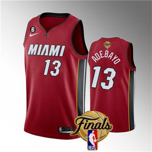 Jordan Miami Heat #13 Edrice Adebayo Red 2023 Finals 6 patch With Advertising Authentic Stitched NBA Jersey