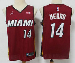 Jordan Miami Heat #14 Tyler Herro 2020-21 White Game With Advertising Authentic Stitched NBA jersey