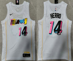 Nike Miami Heat #14 Tyler Herro White City 2022-23 Authentic Stitched NBA jersey