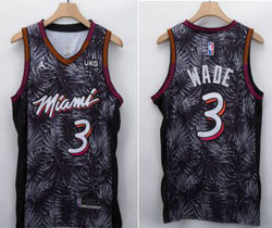 Jordan Miami Heat #3 Dwyane Wade Black fashion Authentic NBA jersey