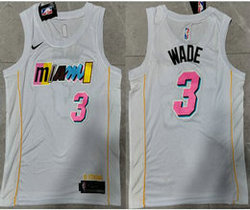 Nike Miami Heat #3 Dwyane Wade White Cith 2022-23 Authentic Stitched NBA Jersey