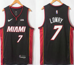 Nike Miami Heat #7 Kyle Lowry Black City 75th anniversary With Advertising Authentic Stitched NBA Jersey