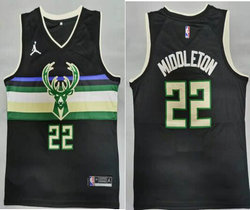 Jordan Milwaukee Bucks #22 Khris Middleton Black Game Authentic Stitched NBA Jersey