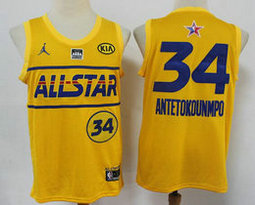 Jordan Milwaukee Bucks #34 Giannis Antetokounmpo 2020-21 All Star Authentic Stitched NBA Jersey
