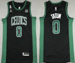 Jordon Boston Celtics #0 Jayson Tatum Black 6 Patch 2022-23 Authentic Stitched NBA Jersey