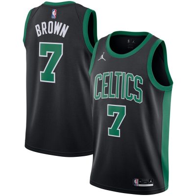Jordan Boston Celtics #7 Jaylen Brown Black Authentic Stitched NBA Jersey