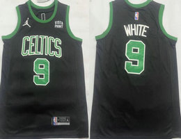 Jordon Boston Celtics #9 Derrick White Black With Advertising Authentic Stitched NBA Jersey