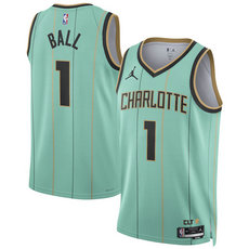 Jordon Charlotte Hornets #1 LaMelo Ball Mint 2024 25 City Edition Stitched Basketball Jersey