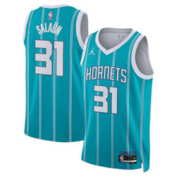 Jordon Charlotte Hornets #31 Tidjane Salaun Teal 2024 Draft Icon Edition Stitched Basketball Jersey