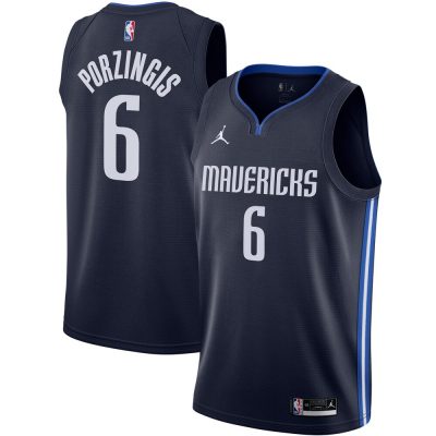Jordan Dallas Mavericks #6 Kristaps Porzingis Navy Blue Game Authentic Stitched NBA Jersey