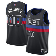 Jordon Detroit Pistons #00 Ron Holland II Black 2024 Stitched NBA Jersey