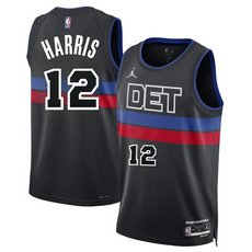 Jordon Detroit Pistons #12 Tobias Harris Black 2024 Stitched NBA Jersey