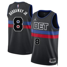 Jordon Detroit Pistons #8 Tim Hardaway Jr Black 2024 Stitched NBA Jersey