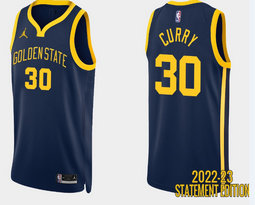 Jordon Golden State Warriors #30 Stephen Curry Navy Blue 22-23 Authentic Stitched NBA jersey