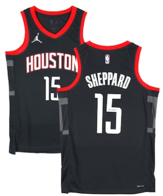 Jordon Houston Rockets #15 Reed Sheppard Black Stitched Jersey