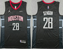 Jordon Houston Rockets #28 Alperen ?engün Black With Advertising Jersey