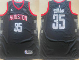 Jordon Houston Rockets #35 Kevin Durant Black With Advertising Authentic Stitched NBA Jersey