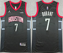Jordon Houston Rockets #7 Kevin Durant Black With Advertising Authentic Stitched NBA Jersey