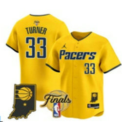 Jordon Indiana Pacers #33 Myles Turner Gold Finals Joint Baseball Jersey