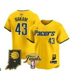 Jordon Indiana Pacers #43 Pascal Siakam Gold Finals Baseball Jerseys