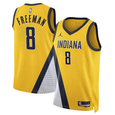 Jordon Indiana Pacers #8 Enrique Freeman Yelllow 2024 Draft Statement Stitched NBA Jersey