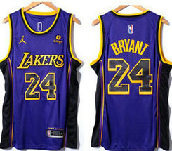 Jordon Los Angeles Lakers #24 Kobe Bryant Purple 22-23 With Advertising Authentic Stitched NBA Jersey