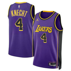 Jordon Los Angeles Lakers #4 Dalton Knecht White Purple Stitched Basketball Jersey