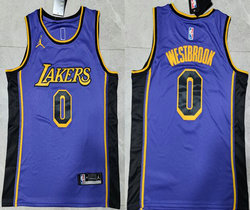 Jordon Los Angeles Lakers #0 Russell Westbrook 2022-23 Purple Authentic Stitched NBA Jersey