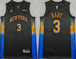 Jordon New Yok Knicks #3 Josh Hart Black 2025 Statement Basketball Jersey