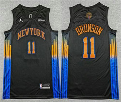 Jordon New York Knicks #11 Jalen Brunson Black Statement 2026 NBA Finals Patch Swingman Jersey