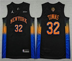 Jordon New York Knicks #32 Karl-Anthony Towns Black Statement 2026 NBA Finals Patch jersey
