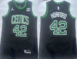 Jordon Nike Boston Celtics #42 Al Horford Black With Advertising Authentic Stitched NBA Jersey