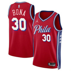 Jordon Philadelphia 76ers #30 Adam Bona Red 2024 Draft Statement Stitched NBA Jersey