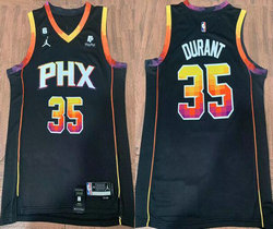 Jordon Phoenix Suns #35 Kevin Durant Black 6 Patch 2022-23 With Advertising Authentic Stitched NBA Jersey