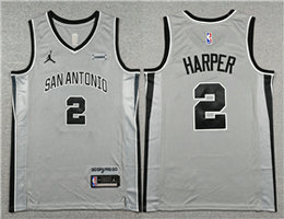 Jordon San Antonio Spurs #2 Dylan Harper 2025-26 Gray Statement Edition Swingman Jersey