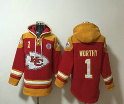 Kansas City Chiefs #1 Xavier Worthy Red Stitched Pullover NFL Hoodie