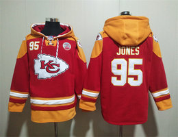 Kansas City Chiefs #95 Chris Jones Red All Stitched Hooded Sweatshirt